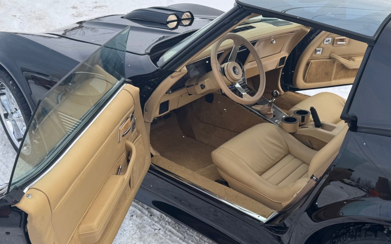 Classic Corvette interior restoration - tan leather seats and dash